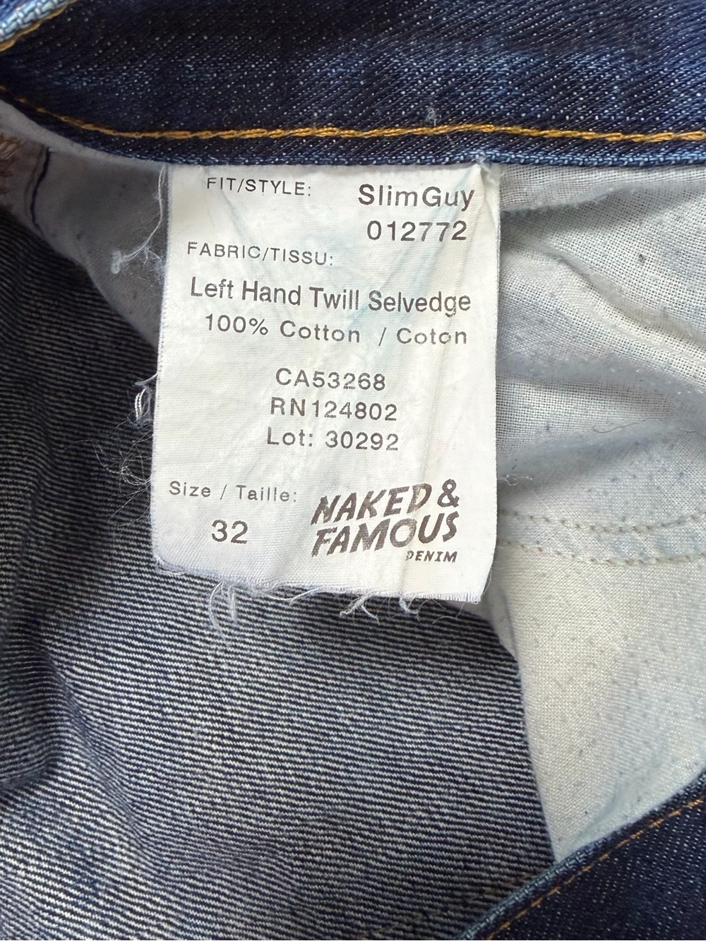 NAKED & FAMOUS Slim Guy Left Hand Twill Selvedge Denim Shorts Cut Off Jean 32 - Picture 7 of 10